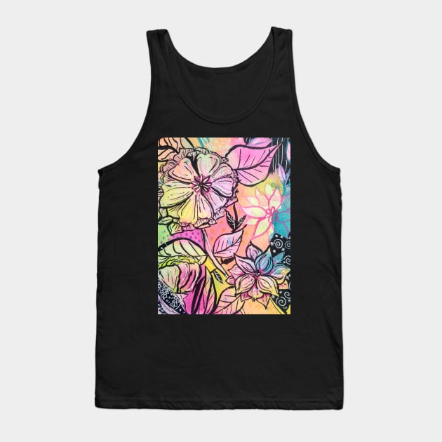 Abstract Neon Flowers Tank Top by San Mould Art